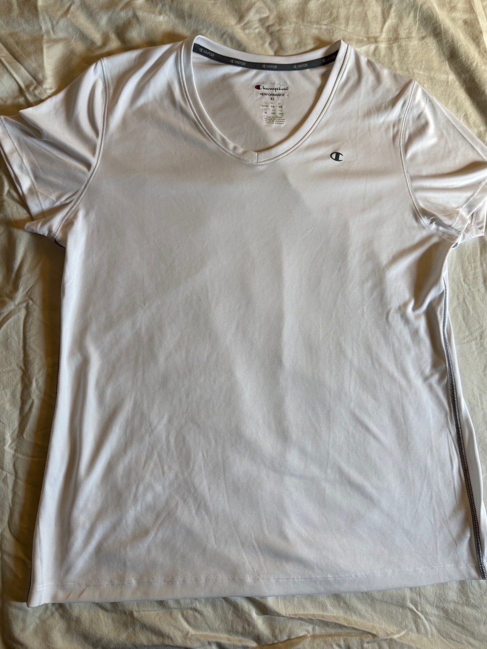 Champion Women’s Vapor Powertrain Performance V-Neck Tee - White XL EUC